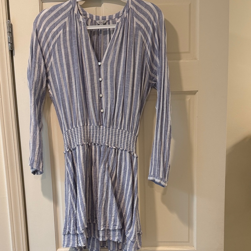 Rails Striped Blue and White Long Sleeve Dress